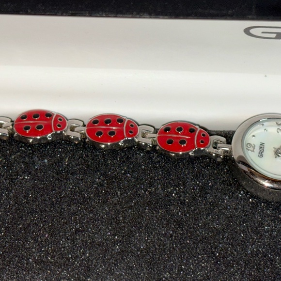 Gruen Red and Gold Enamel Lady Bug Watch Bracelet - Picture 8 of 14